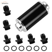 DURAFORCE Inline 100 Micron Fuel Gas Filter 6AN 8AN 10AN Adapter Universal 50MM US
