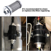 DURAFORCE Inline 100 Micron Fuel Gas Filter 6AN 8AN 10AN Adapter Universal 50MM US