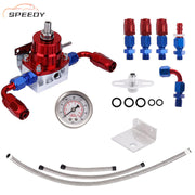 DURAFORCE Universal Adjustable Fuel Pressure Regulator Kit 100psi Guage AN6 Hose Fittings