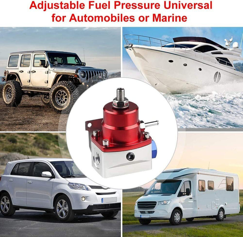 DURAFORCE Universal Adjustable Fuel Pressure Regulator Kit 100psi Guage AN6 Hose Fittings