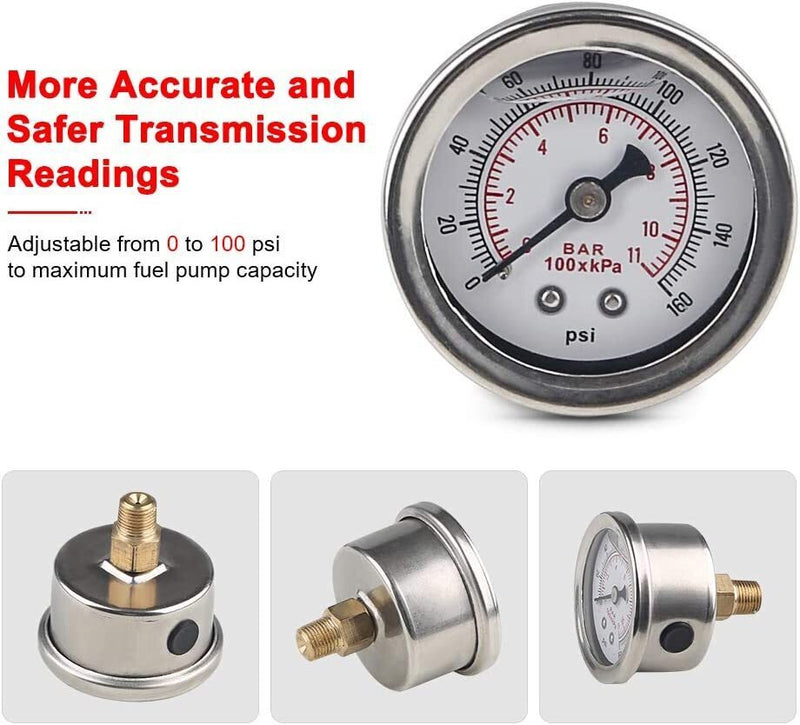 DURAFORCE Universal Adjustable Fuel Pressure Regulator Kit 100psi Guage AN6 Hose Fittings