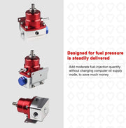 DURAFORCE Universal Adjustable Fuel Pressure Regulator Kit 100psi Guage AN6 Hose Fittings