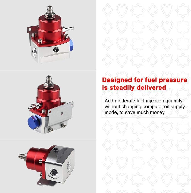 DURAFORCE Universal Adjustable Fuel Pressure Regulator Kit 100psi Guage AN6 Hose Fittings
