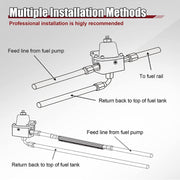 DURAFORCE Universal Adjustable Fuel Pressure Regulator Kit 100psi Guage AN6 Hose Fittings