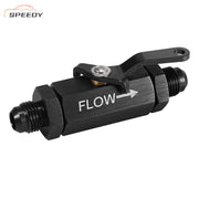 DURAFORCE AN6 Inline Fuel Shut Off Valve Cut Off w/ Cable Lever 6AN Aluminum Black