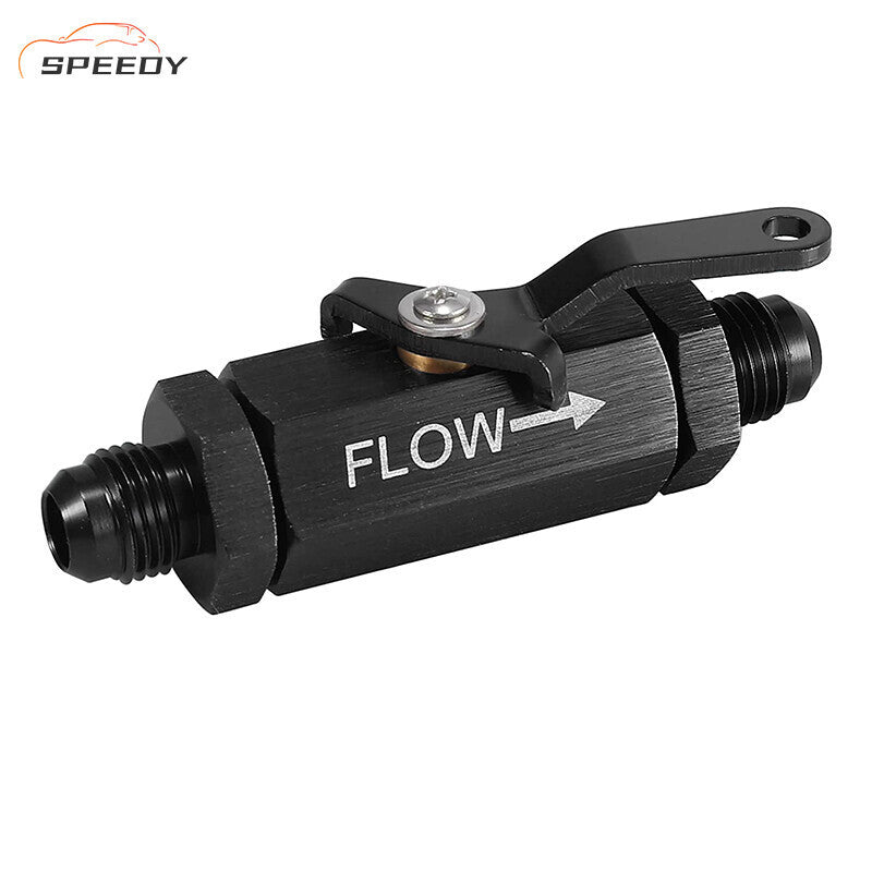 DURAFORCE AN6 Inline Fuel Shut Off Valve Cut Off w/ Cable Lever 6AN Aluminum Black