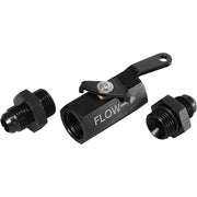 DURAFORCE AN6 Inline Fuel Shut Off Valve Cut Off w/ Cable Lever 6AN Aluminum Black