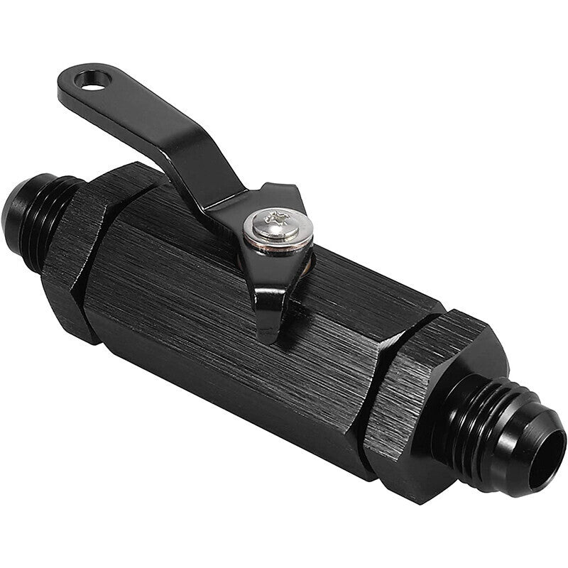 DURAFORCE AN6 Inline Fuel Shut Off Valve Cut Off w/ Cable Lever 6AN Aluminum Black