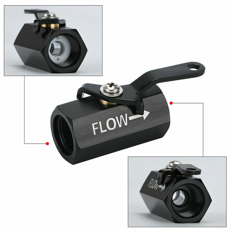 DURAFORCE AN8 8AN Fuel Shut Off Valve With Cable Lever Aluminium - Black