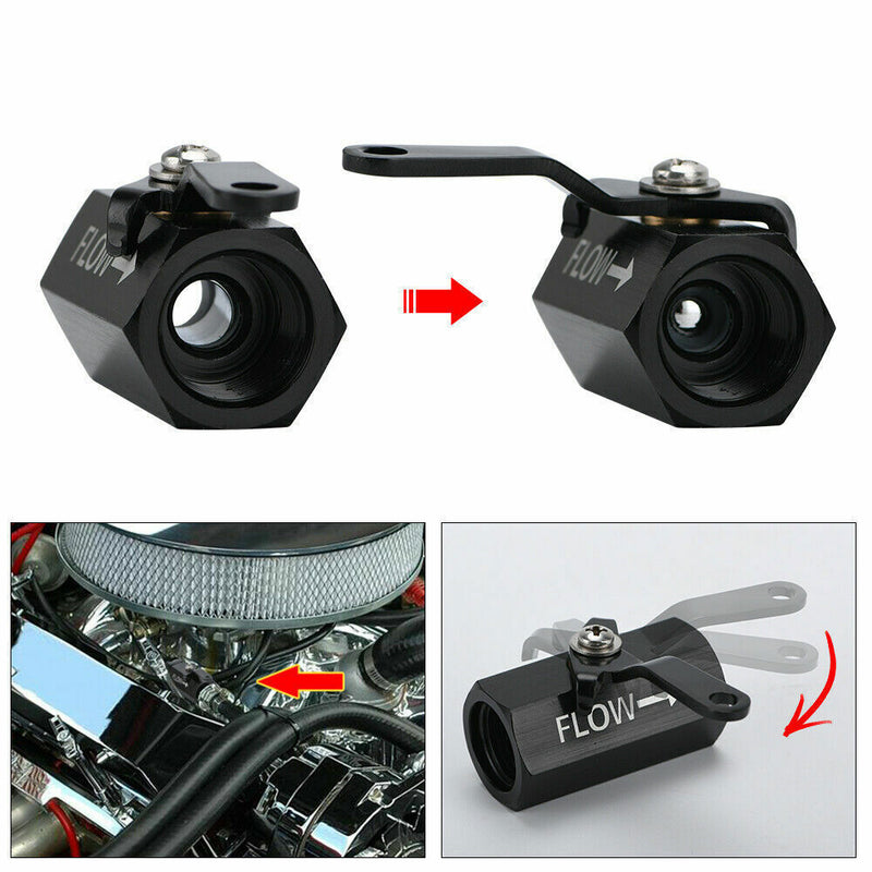 DURAFORCE AN8 8AN Fuel Shut Off Valve With Cable Lever Aluminium - Black