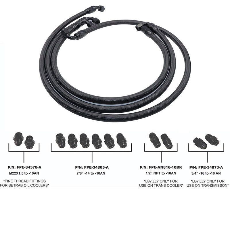 DURAFORCE Transmission Cooler Lines Hose Set -10AN For 01-05 GM 6.6L LLY Duramax LB7 New