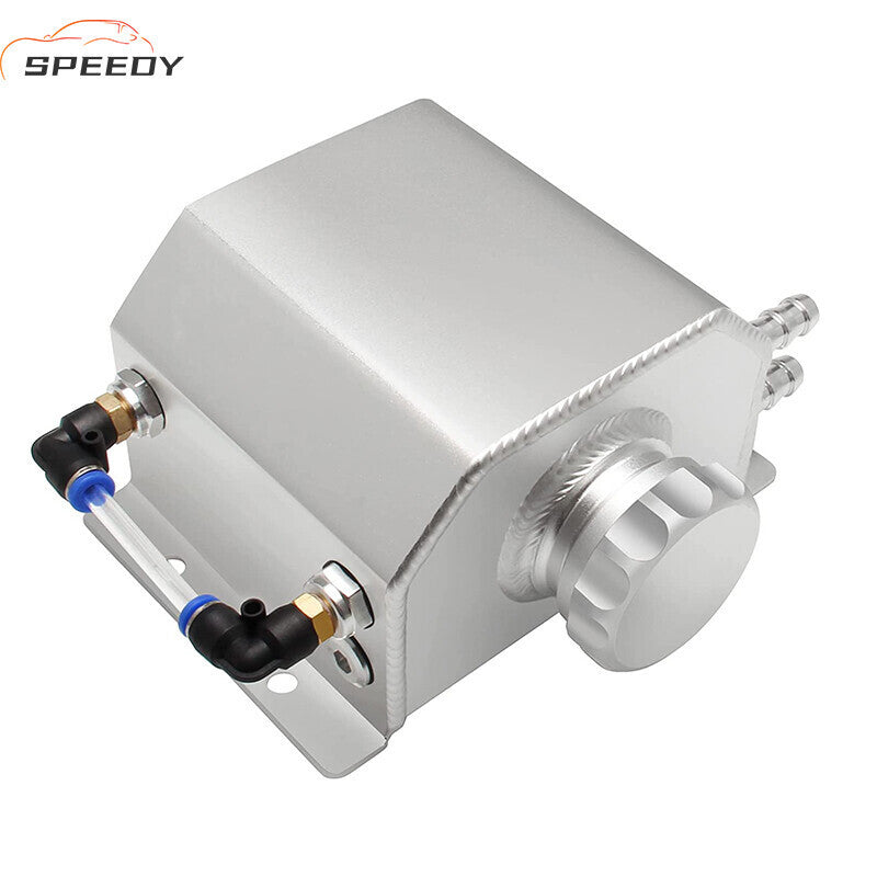 DURAFORCE Engine Coolant Overflow Tank 1L Aluminum Radiator Expansion Tank Sliver