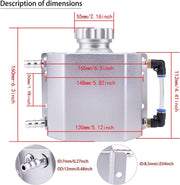 DURAFORCE Engine Coolant Overflow Tank 1L Aluminum Radiator Expansion Tank Sliver
