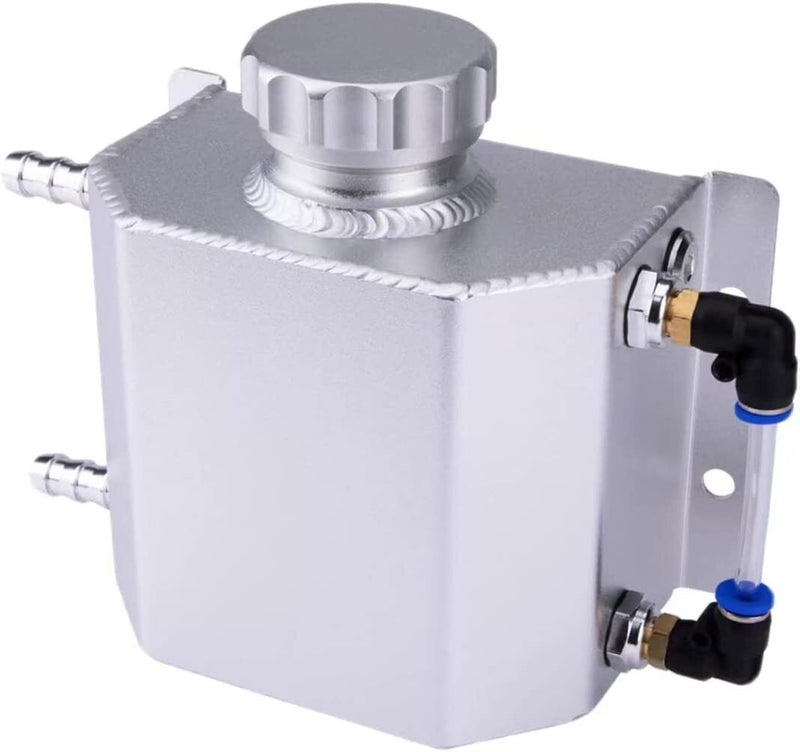 DURAFORCE Engine Coolant Overflow Tank 1L Aluminum Radiator Expansion Tank Sliver