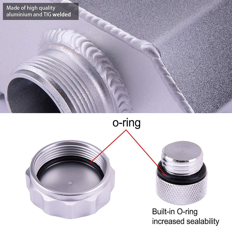 DURAFORCE Engine Coolant Overflow Tank 1L Aluminum Radiator Expansion Tank Sliver