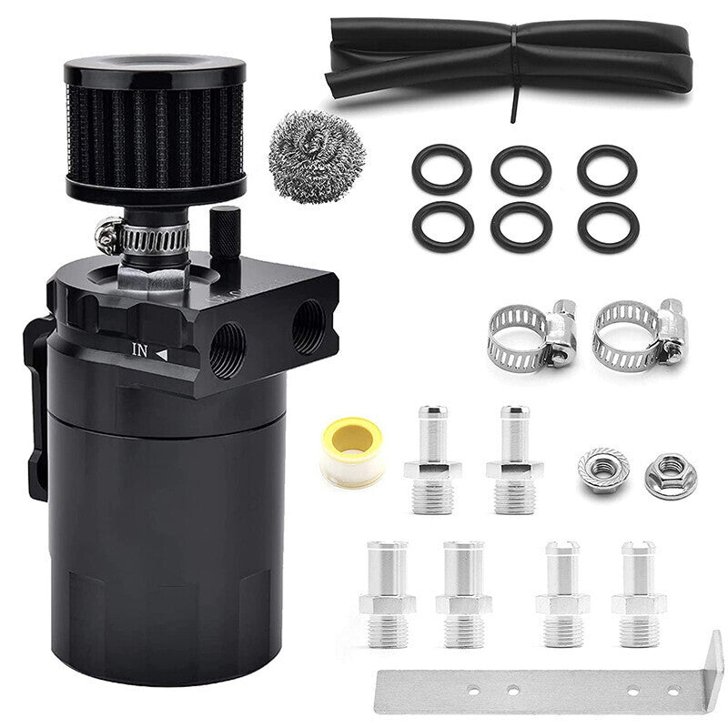 DURAFORCE Oil Catch Can Kit Reservoir Baffled Tank with Breather Filter Universal Aluminum