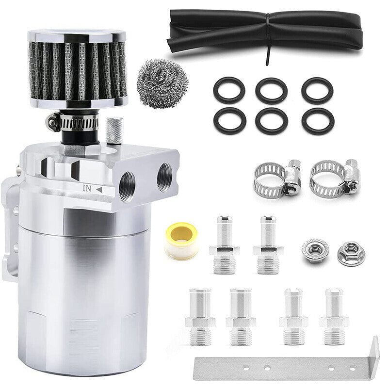 DURAFORCE Oil Catch Can Kit Reservoir Baffled Tank with Breather Filter Universal Aluminum