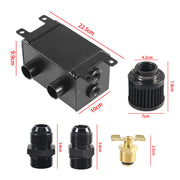 DURAFORCE -10AN Oil Catch Can Baffled 2 Port Reservoir Tank + Dual Breather Filter New
