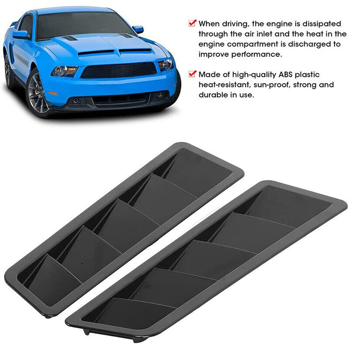 DURAFORCE 2X Black Car Hood Vent Scoop Louver Scoop Cover Cold Air Flow Intake Universal