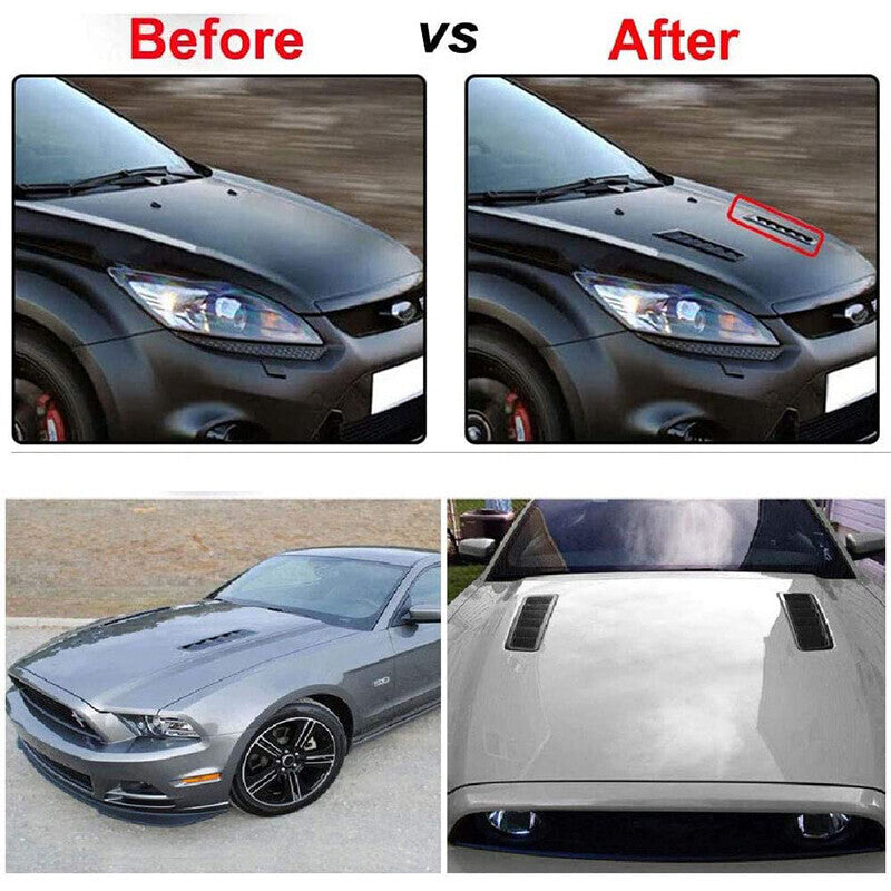 DURAFORCE 2X Black Car Hood Vent Scoop Louver Scoop Cover Cold Air Flow Intake Universal