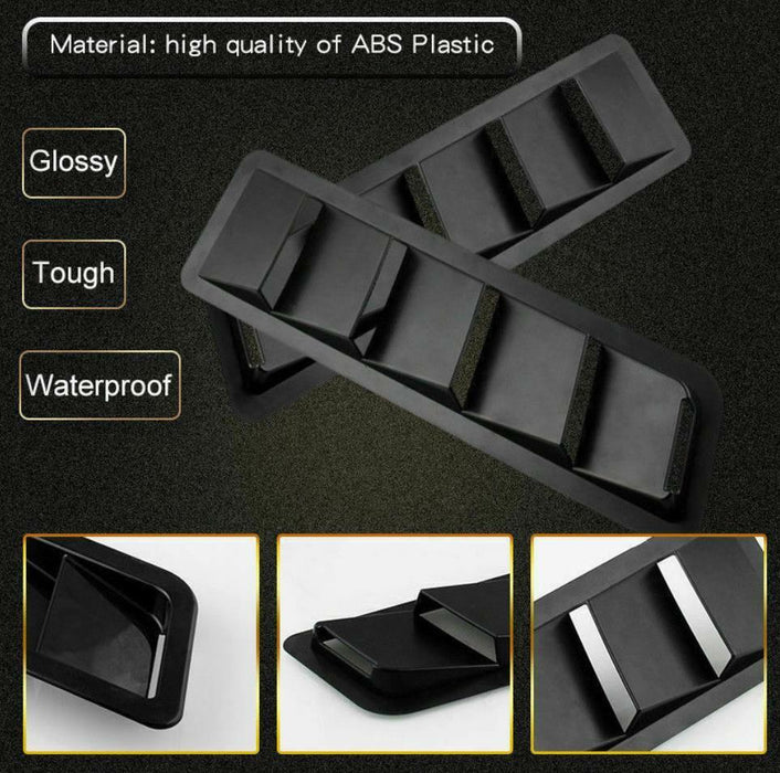 DURAFORCE 2X Black Car Hood Vent Scoop Louver Scoop Cover Cold Air Flow Intake Universal