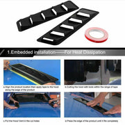 DURAFORCE 2X Black Car Hood Vent Scoop Louver Scoop Cover Cold Air Flow Intake Universal