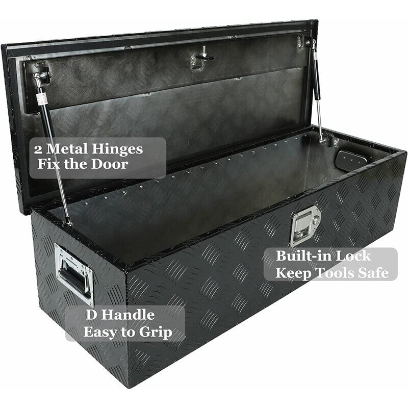 DURAFORCE 39x13x10 Inch Aluminum Pickup Truck Trunk Bed Tool Box Trailer Storage With Lock