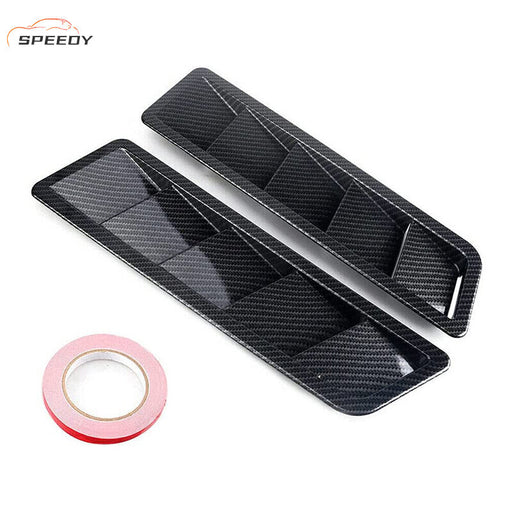 DURAFORCE 2x Carbon Fiber Car Hood Vent Scoop Louver Scoop Cover Air Flow Intake Universal