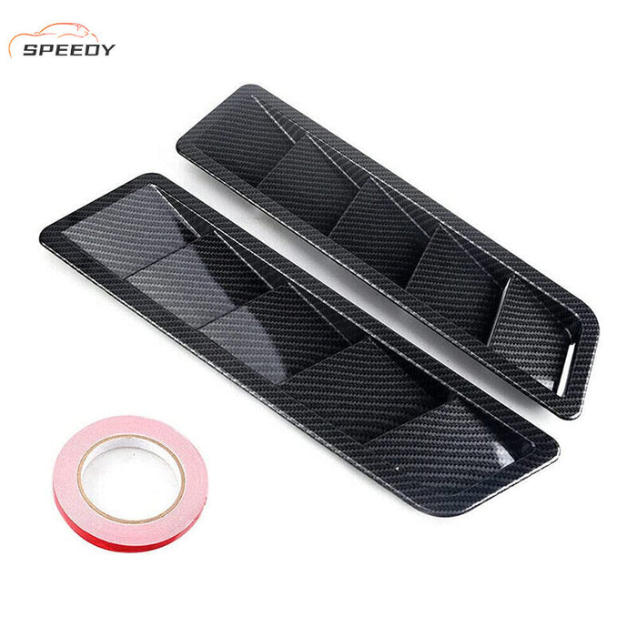 DURAFORCE 2x Carbon Fiber Car Hood Vent Scoop Louver Scoop Cover Air Flow Intake Universal