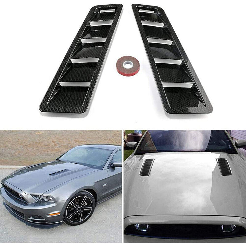 DURAFORCE 2x Carbon Fiber Car Hood Vent Scoop Louver Scoop Cover Air Flow Intake Universal