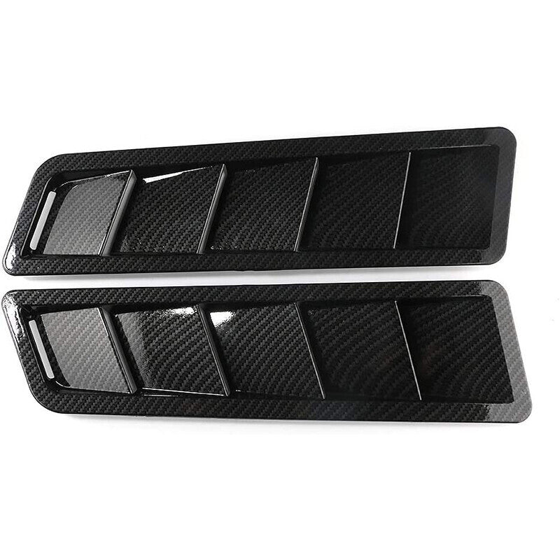 DURAFORCE 2x Carbon Fiber Car Hood Vent Scoop Louver Scoop Cover Air Flow Intake Universal