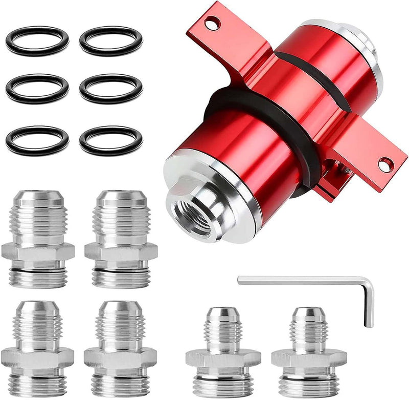DURAFORCE Billet Aluminum AN6 AN8 AN10 Inline Fuel Gas Filter Bracket 30 Micron Universal