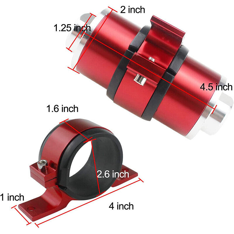 DURAFORCE Billet Aluminum AN6 AN8 AN10 Inline Fuel Gas Filter Bracket 30 Micron Universal