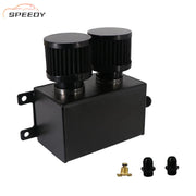 DURAFORCE AN10 -10AN Oil Catch Can Reservoir Tank 2 Port Dual Breather Filter Baffled Kit
