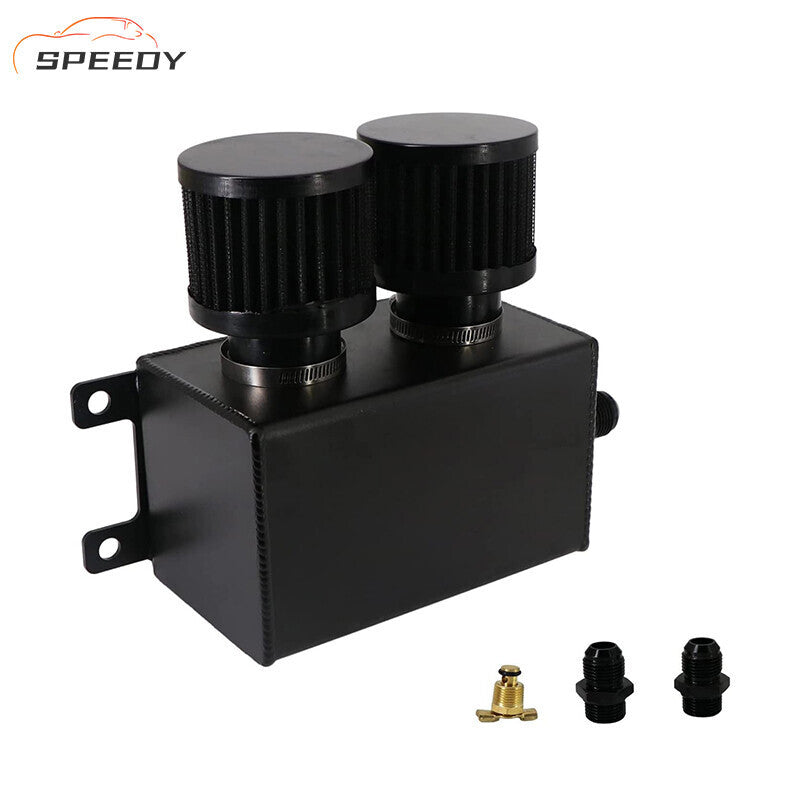 DURAFORCE AN10 -10AN Oil Catch Can Reservoir Tank 2 Port Dual Breather Filter Baffled Kit