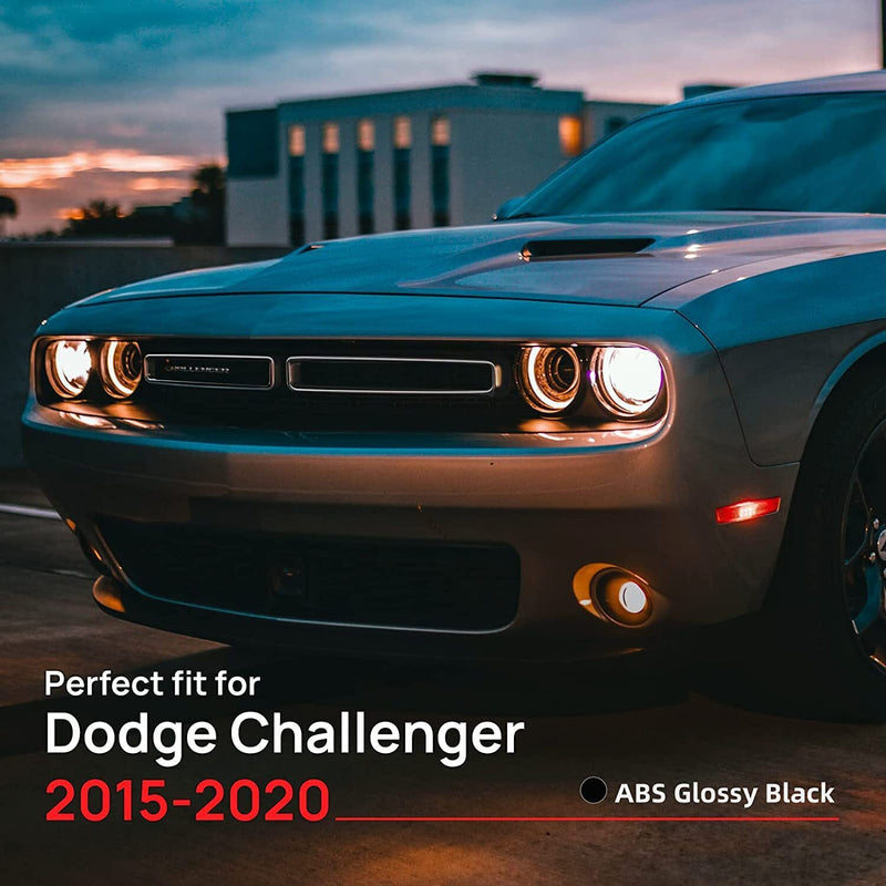 DURAFORCE Black Front Grill Mesh Grille Inserts Trim Cover for Dodge Challenger 2015-up