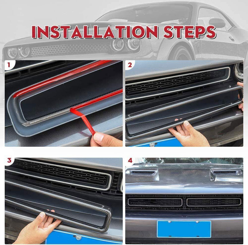 DURAFORCE Black Front Grill Mesh Grille Inserts Trim Cover for Dodge Challenger 2015-up