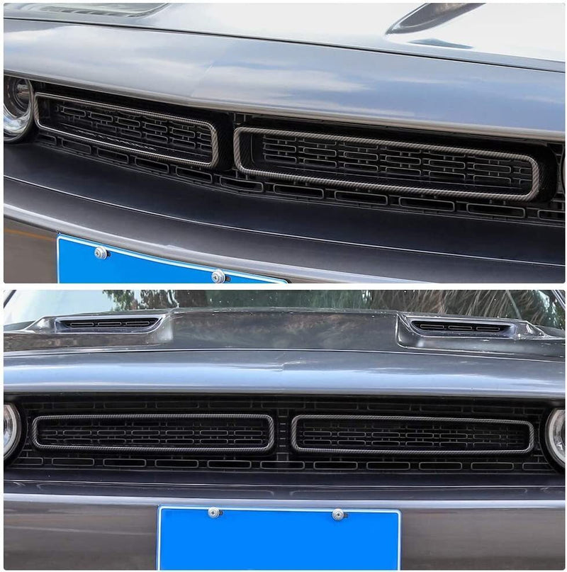 DURAFORCE Black Front Grill Mesh Grille Inserts Trim Cover for Dodge Challenger 2015-up