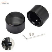 DURAFORCE Black Front Axle Cap Nut Covers For Harley Street Glide Road King Softail Dyna