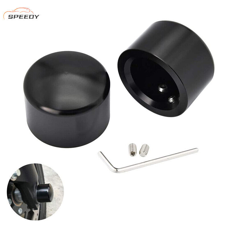 DURAFORCE Black Front Axle Cap Nut Covers For Harley Street Glide Road King Softail Dyna