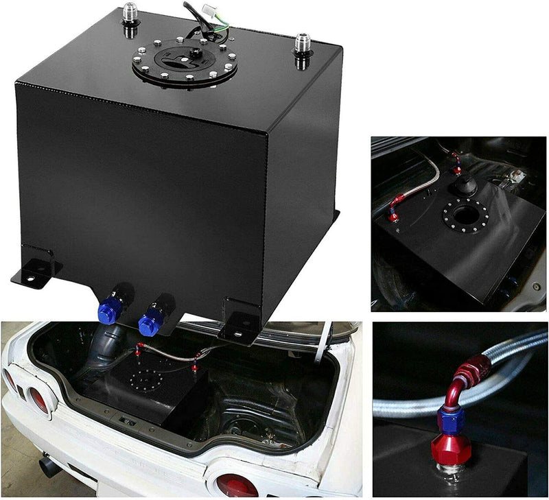 DURAFORCE 8 GALLON 30L STREET DRIFT FUEL CELL GAS TANK W/ SENDER LEVEL BLACK ALUMINUM