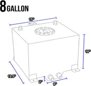DURAFORCE 8 GALLON RED ALUMINUM RACING DRIFT FUEL CELL GAS TANK W/ LEVER SENDER