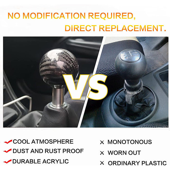 DURAFORCE Universal Car Carbon Fiber Gear Shift Knob Stick Shifter Lever Knob M8 M10 M12
