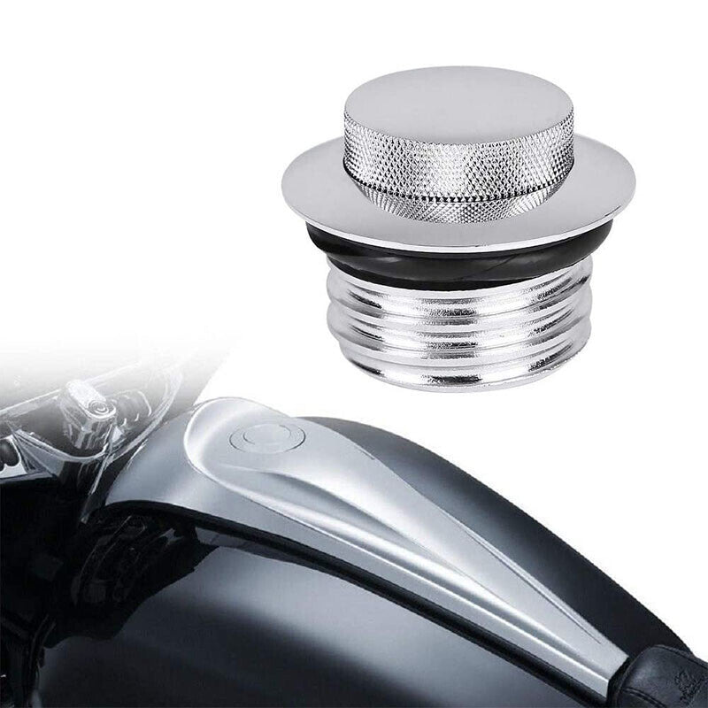 DURAFORCE Chrome Flush Pop Up Reservoir Gas Cap Vented Fuel Tank Fits For Harley Davidson