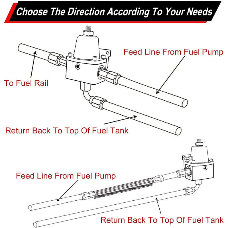 DURAFORCE Adjustable Fuel Pressure Regulator Kit Oil 0-100psi Gauge -6AN Fittings Hose