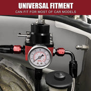 DURAFORCE Adjustable Fuel Pressure Regulator Kit Oil 0-100psi Gauge -6AN Fittings Hose