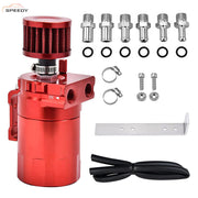 DURAFORCE Baffled Oil Catch Can Oil Separator Breather 300ml Aluminum Red Universal