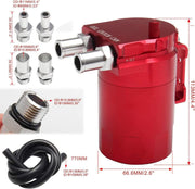 DURAFORCE Baffled Oil Catch Can Oil Separator Breather 300ml Aluminum Red Universal