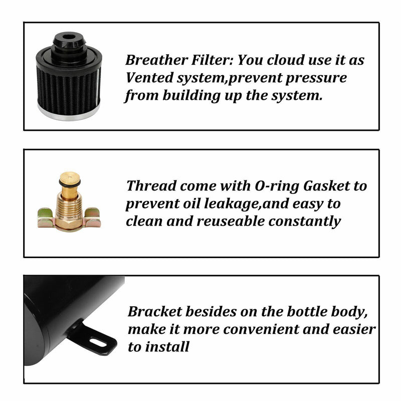 DURAFORCE Aluminum AN10 10AN Oil Catch Can Reservoir Tank + Breather Filter Baffled Kit