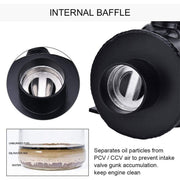 DURAFORCE Aluminum AN10 10AN Oil Catch Can Reservoir Tank + Breather Filter Baffled Kit